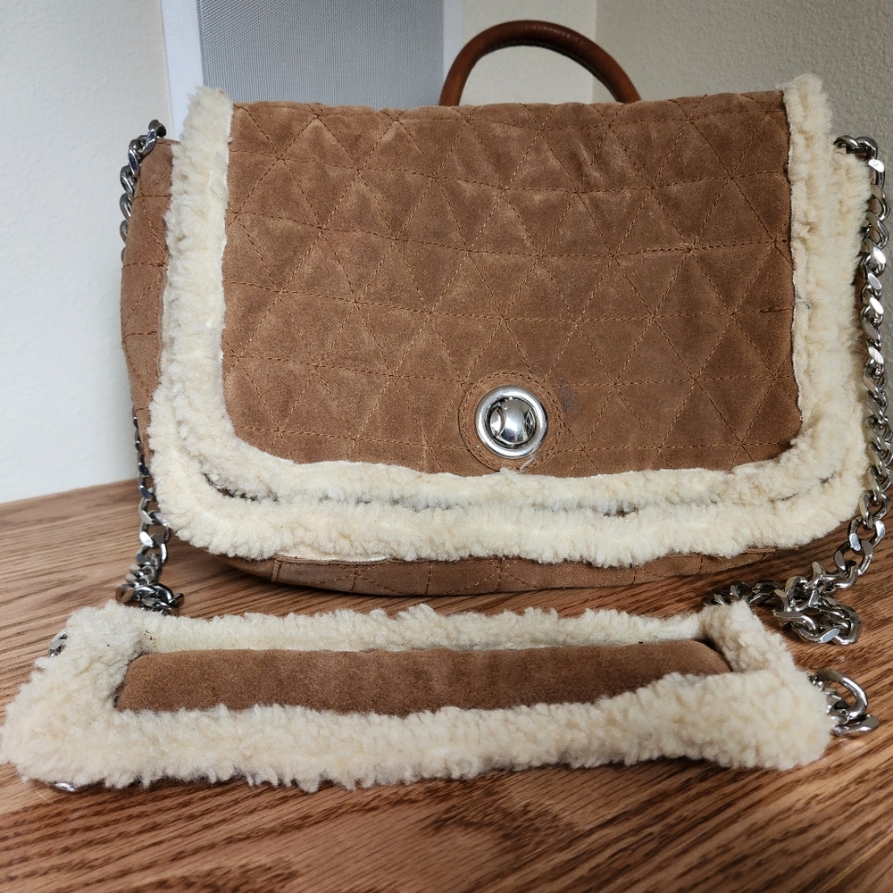 Zara Suede and Sheerling Quilted Crossbody